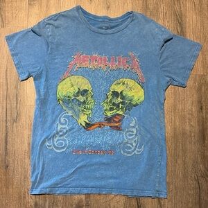 Blue Y2K Graphic Metallica T-Shirt